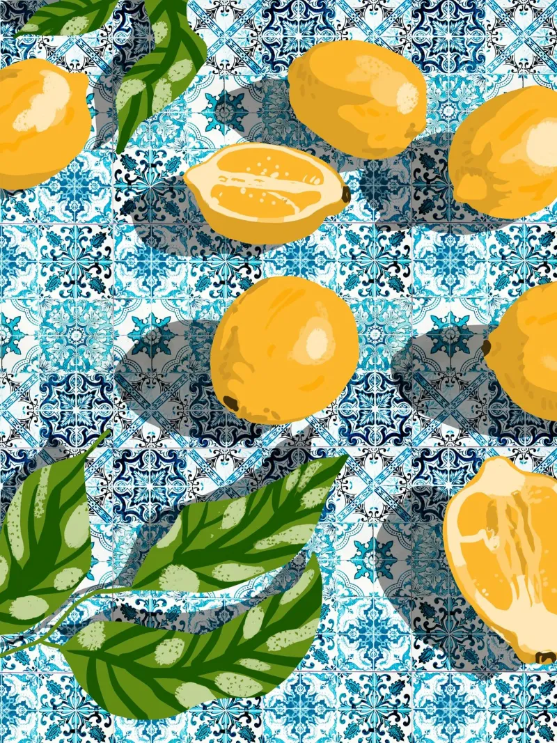 Marocco dolce e limoni acidi, piastrelle botaniche estive della natura carta hahnemühle da 83oranges