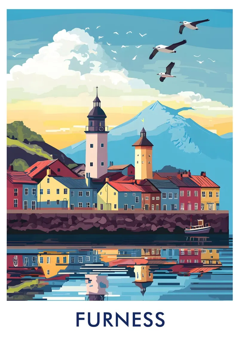 Barrow-in-Furness City in England poster con telaio in plastica da Travelstudio