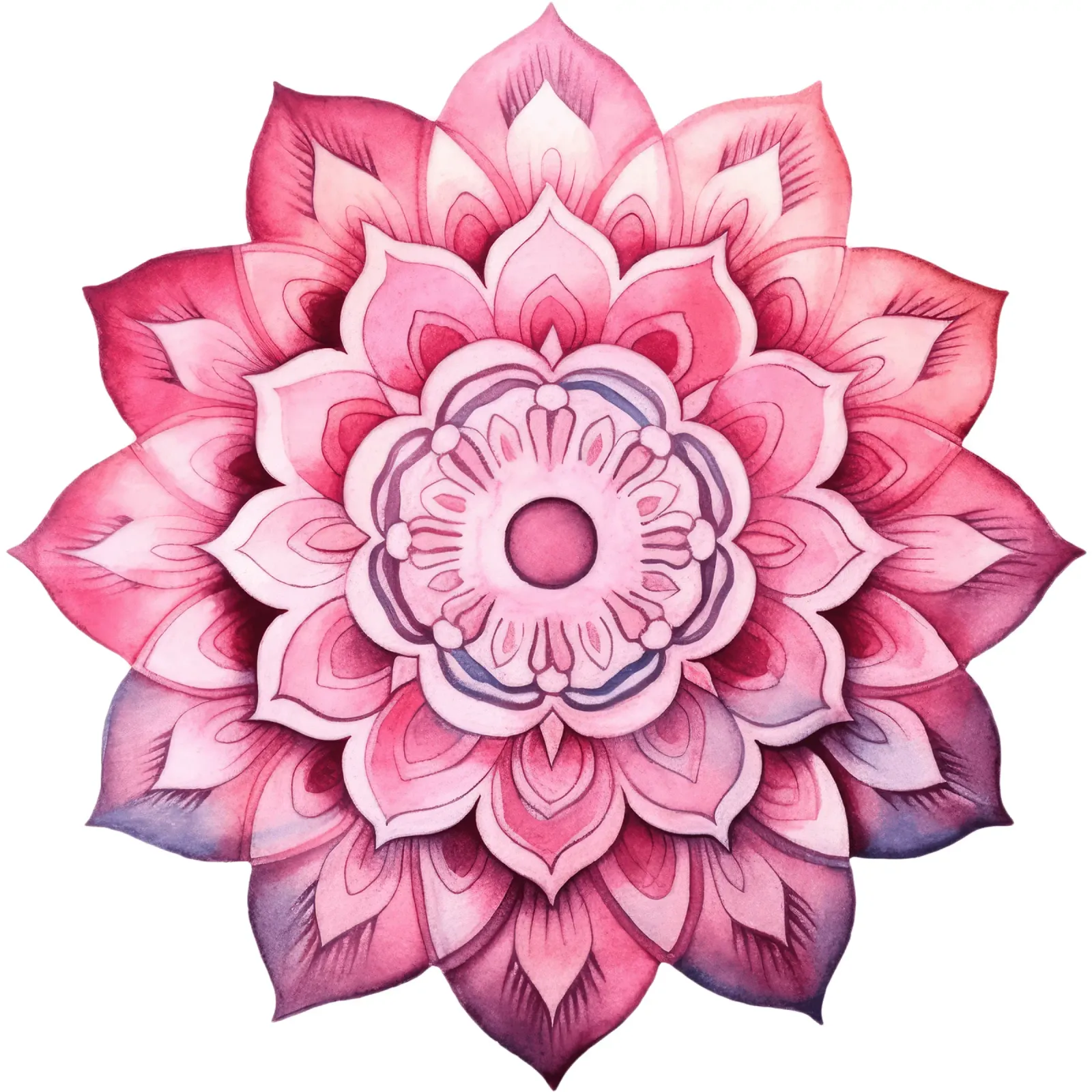 Mandala rosa acquerellato poster con telaio in legno da Spiritual Touch