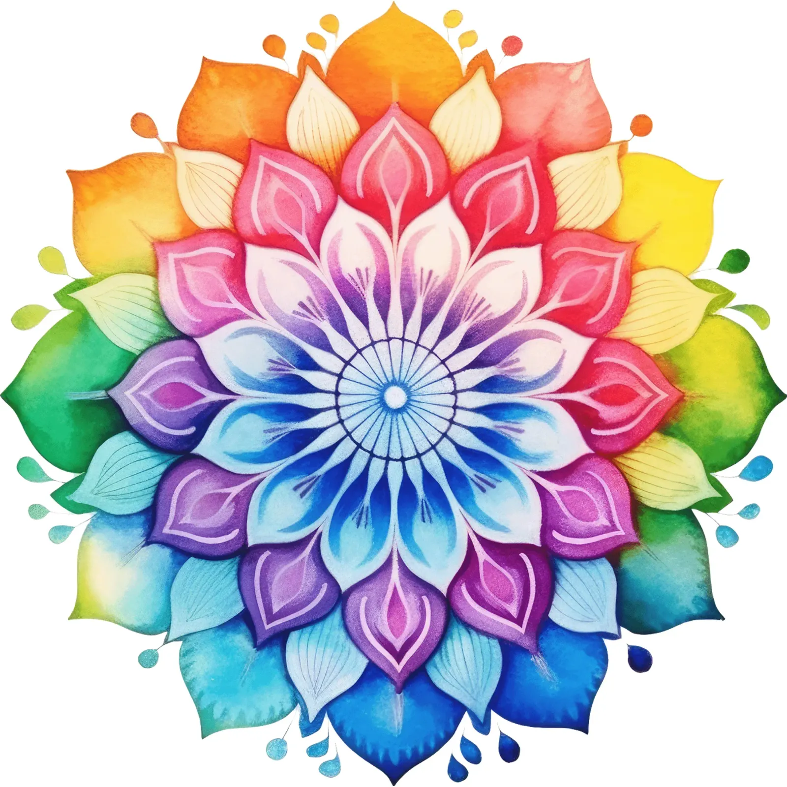 Mandala arcobaleno acquerellato pellicola backlit da Spiritual Touch