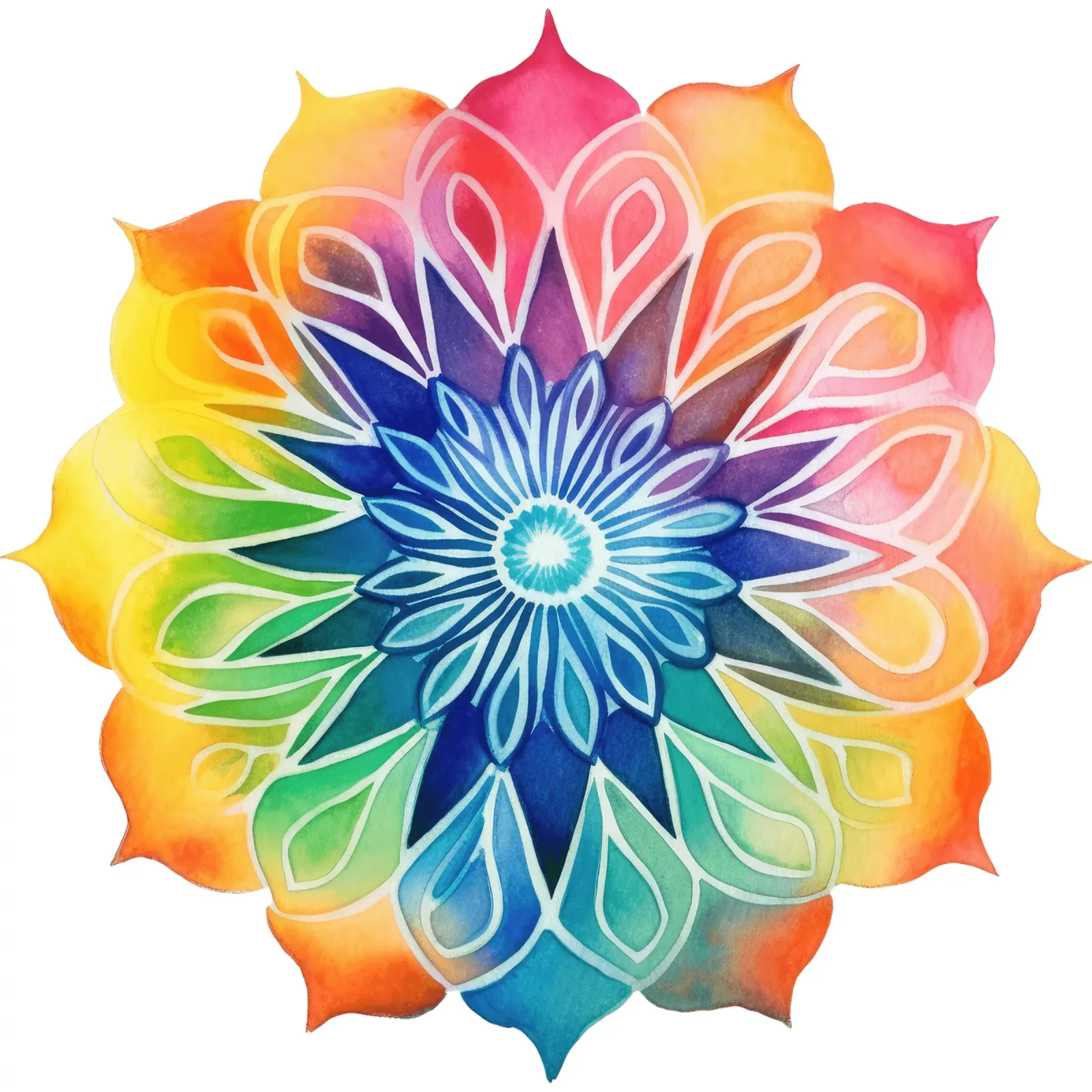 Mandala arcobaleno acquerellato pellicola backlit da Spiritual Touch