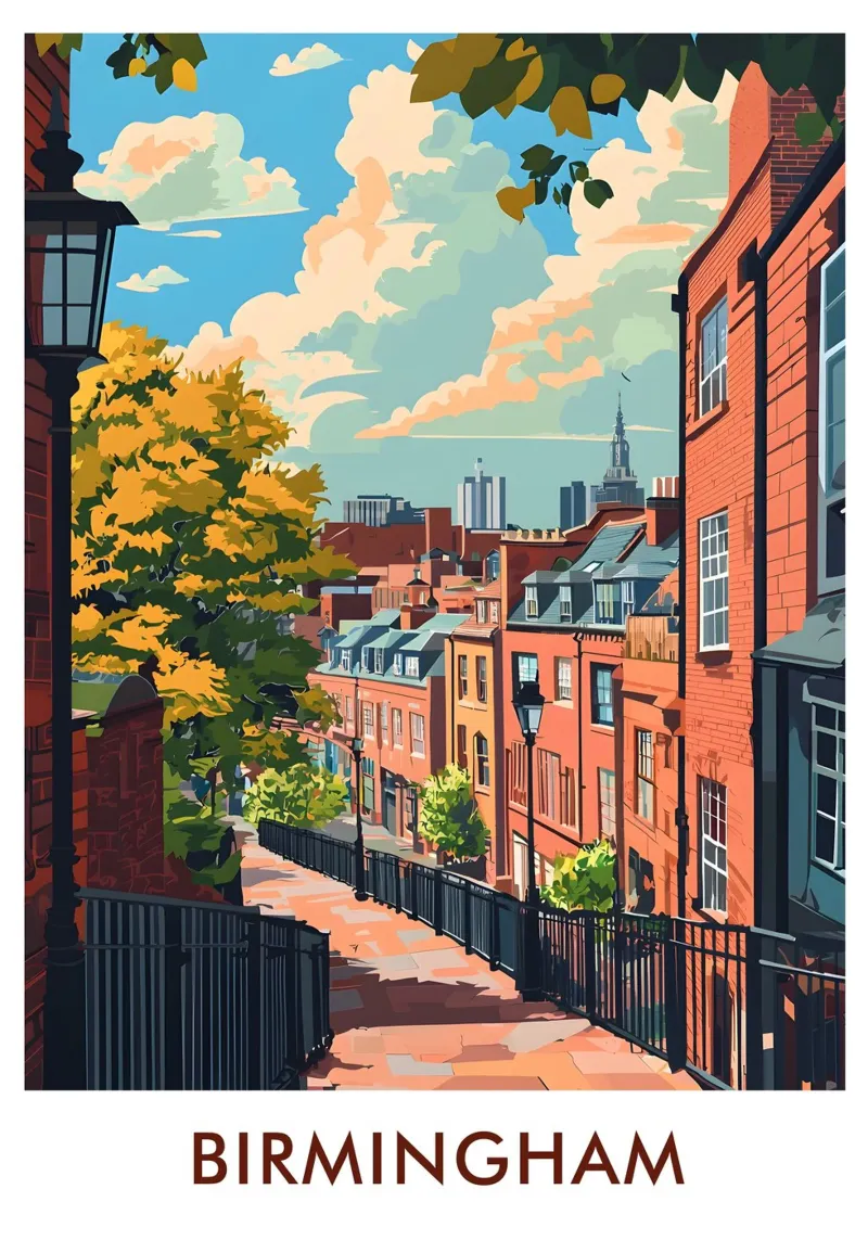 Brindleyplace in Birmingham City England poster con telaio in legno da Travelstudio