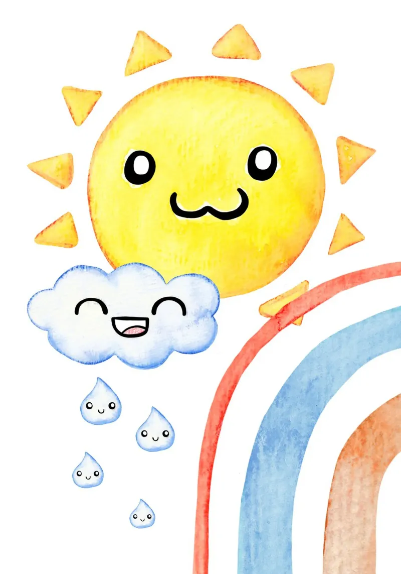 Sonne, Wolke und Regenbogen in Wasserfarbe pellicola backlit da BAINAI KIDS