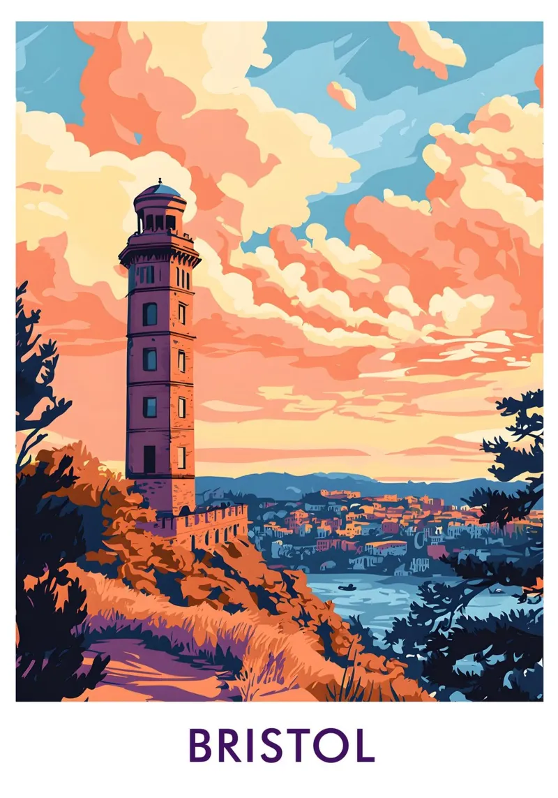 Cabot Tower in Bristol City England canvas met Baklijst van Travelstudio