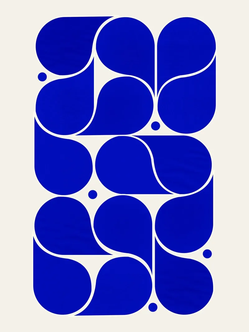 Mid-Century Modern Abstract Geometric Print - Blue pellicola backlit da showmemars