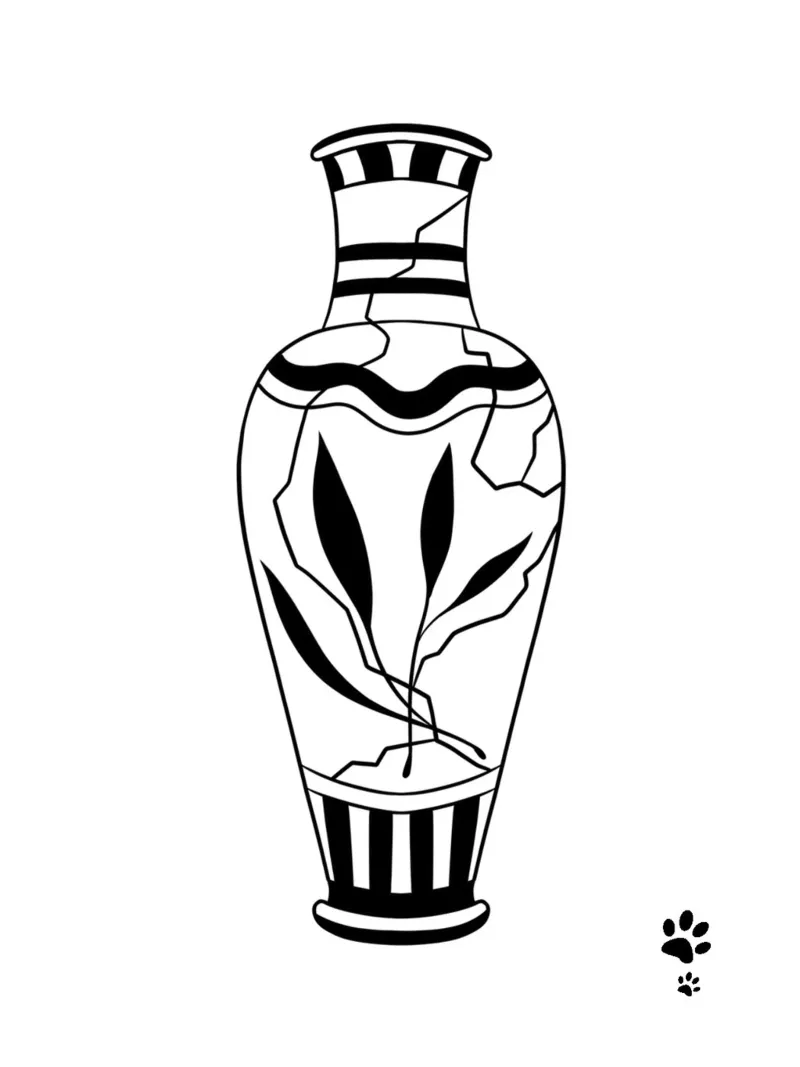 Vase avec feuilles poster avec cadre en bois de catsforyou