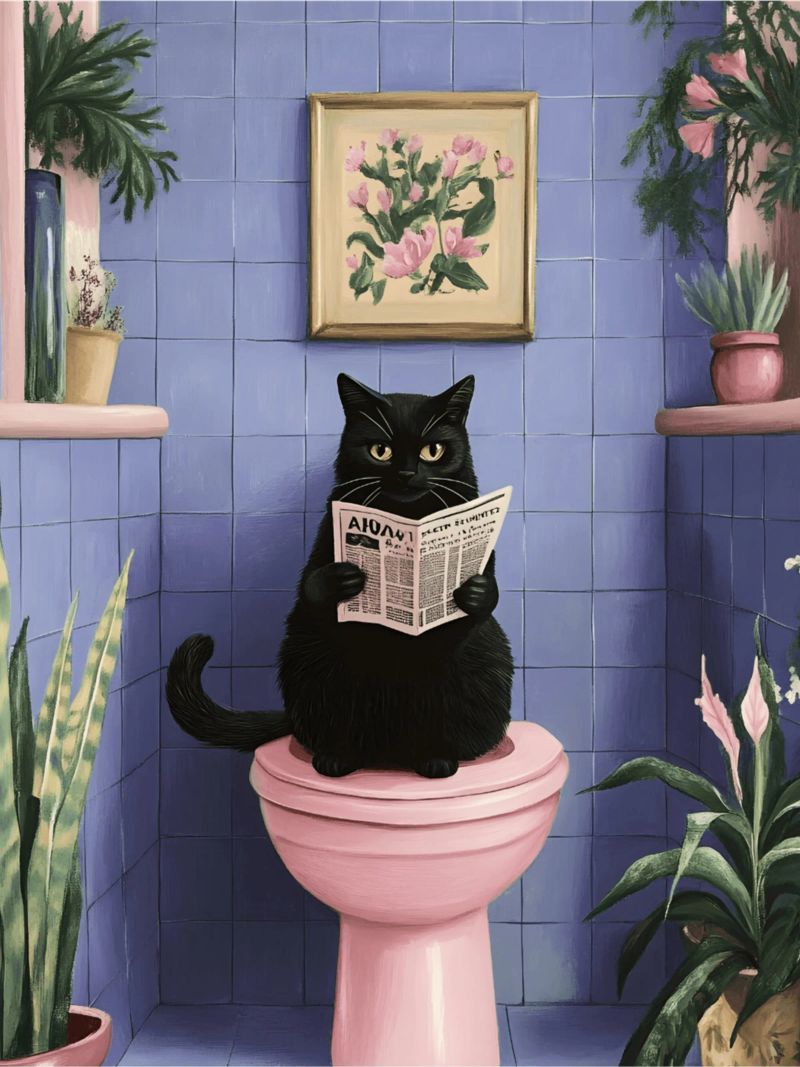 Katze auf einer Toilette Poster von catsforyou