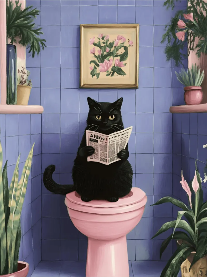 Cat On A Toilet backlit film by catsforyou