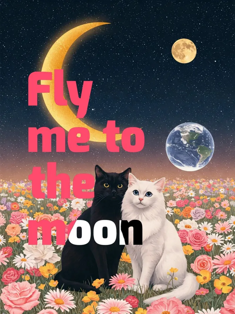 Fly Me To The Moon poster with aluminum frame by catsforyou