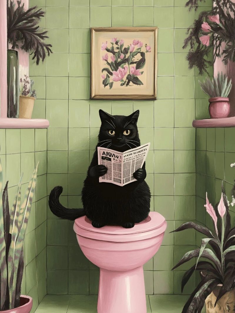 Katze auf der Toilette Poster von catsforyou