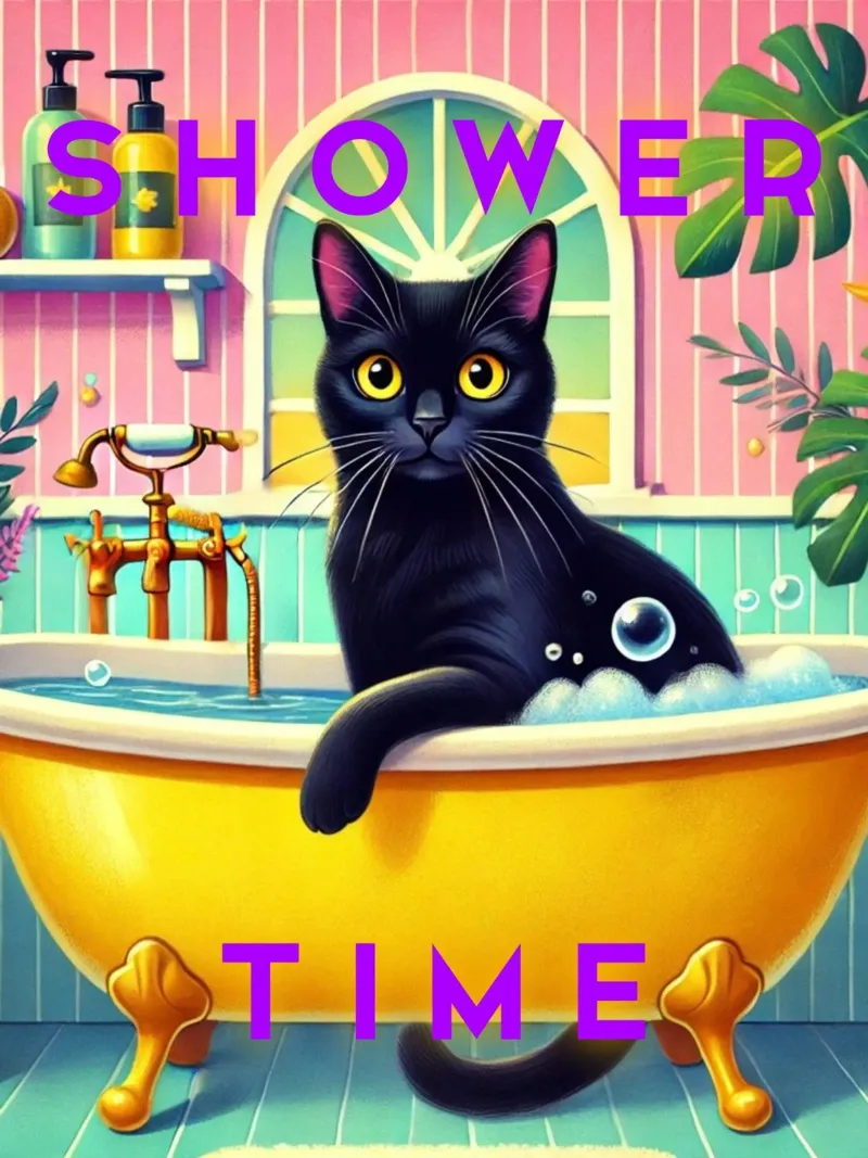 Shower Time poster with plastic frame by catsforyou