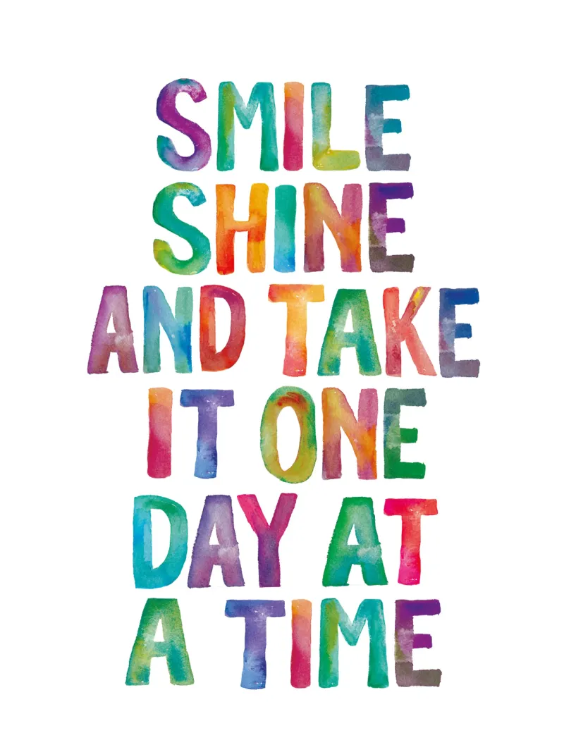 Smile Shine and Take it One Day at a Time Typography Print canvas by THE MOTIVATED TYPE
