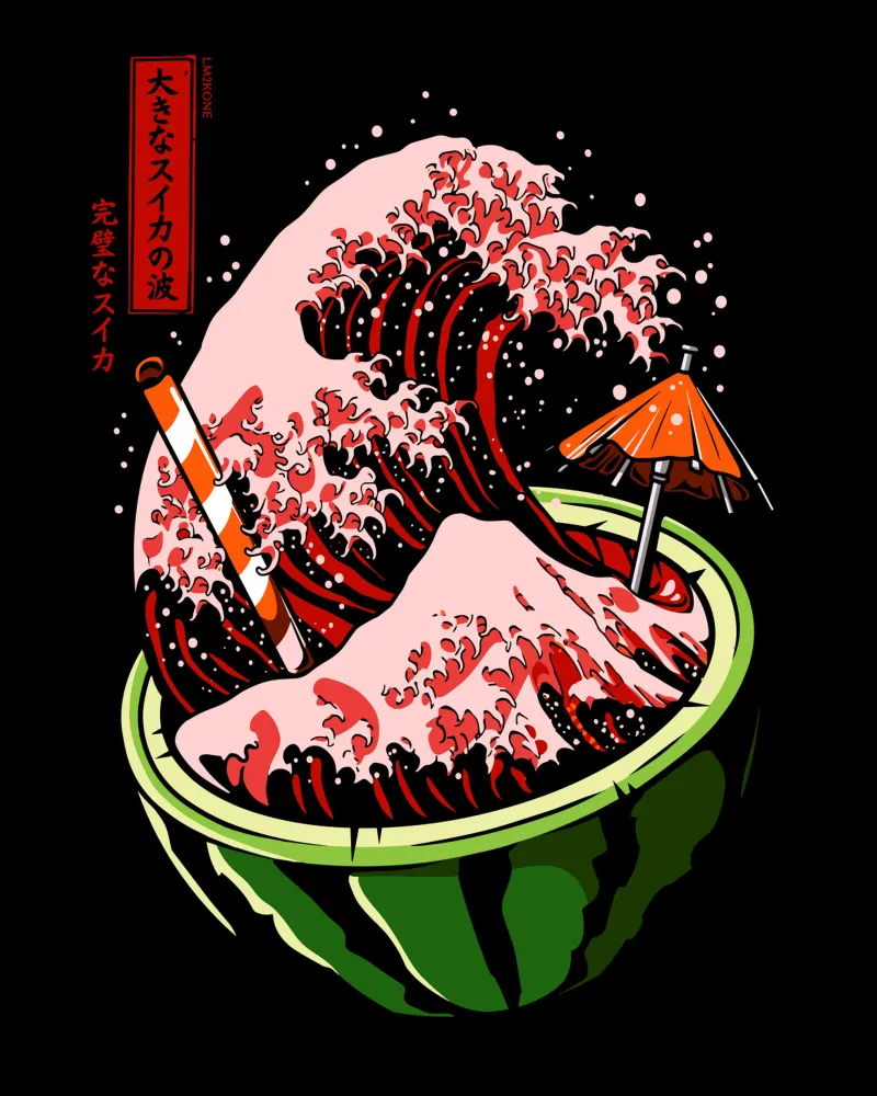 Die große Welle der Wassermelone Leinwand mit Schattenfugenrahmen von LM2KONE