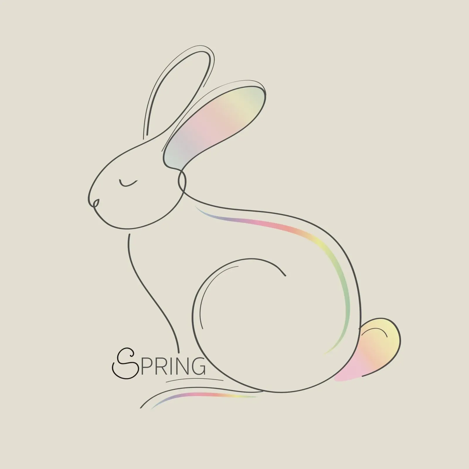 Illustrazione minimalista di un coniglietto per la primavera alluminio dibond da namosh