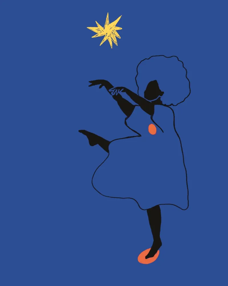 Tanz und der verbündete Stern (nach Henri Matisse) Poster mit Holzrahmen von tainah negreiros