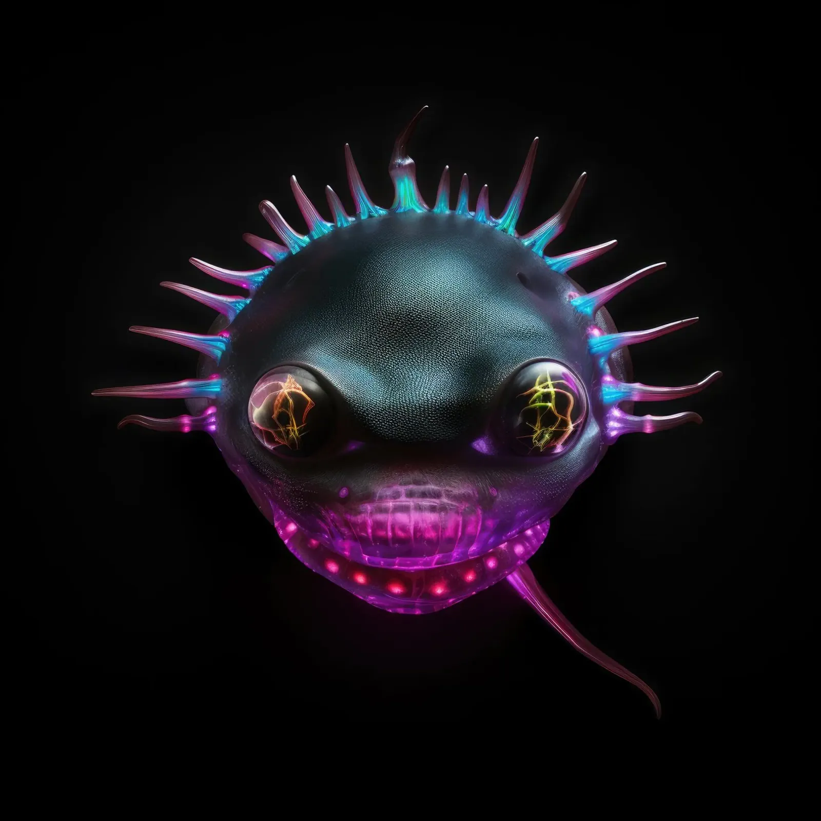 Axolotl luminoso al neon pellicola backlit da Animal Portraits