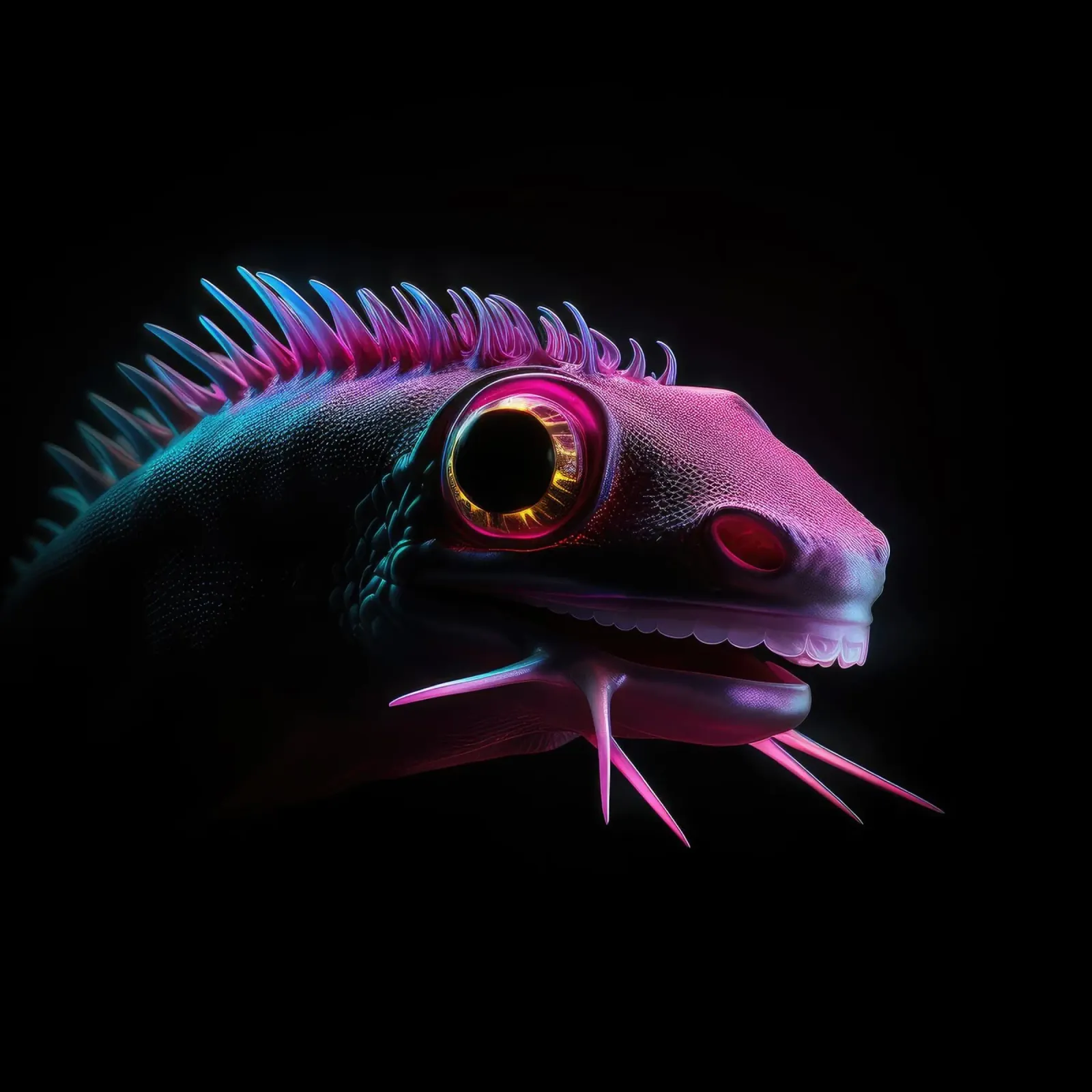 Axolotl luminoso al neon pellicola backlit da Animal Portraits