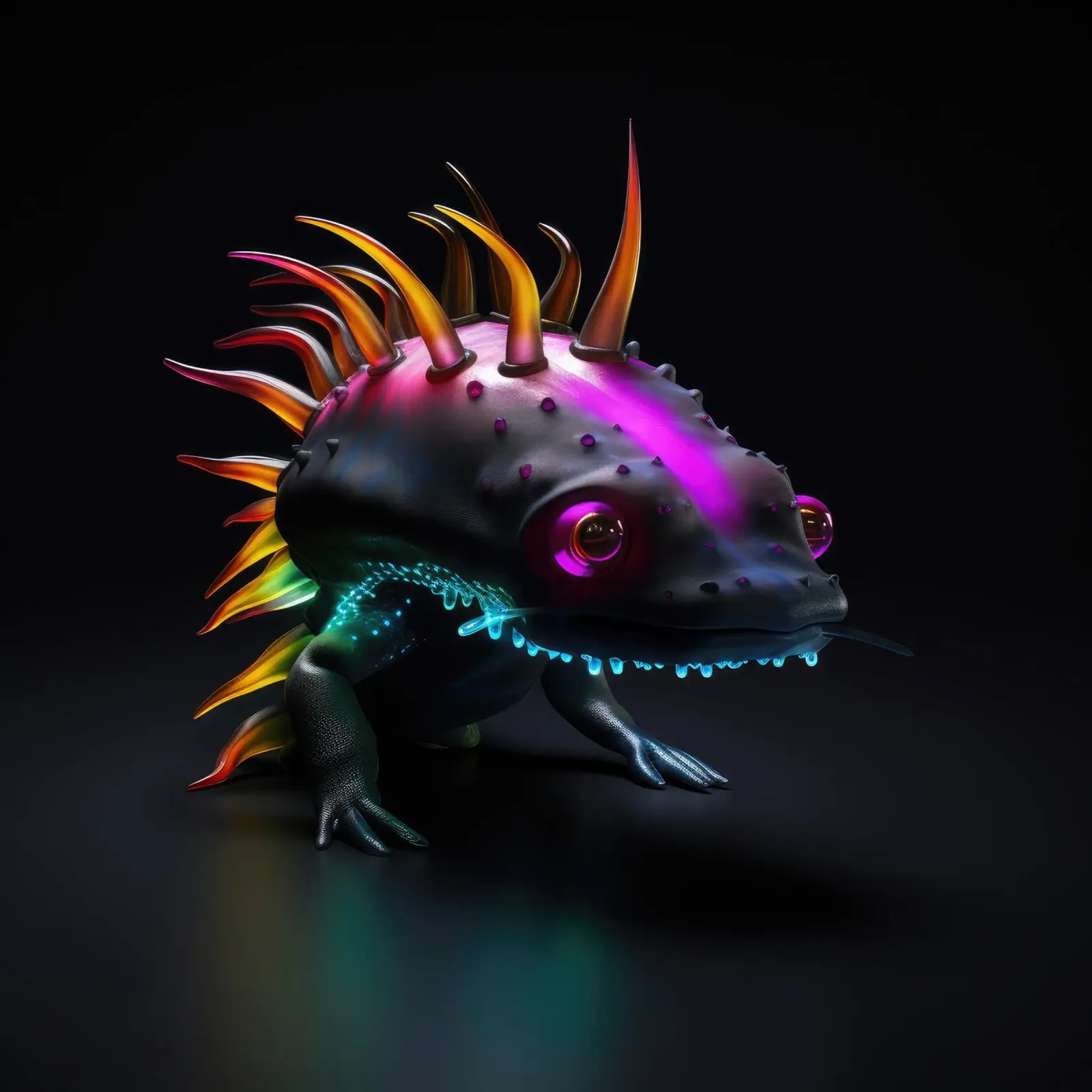 Axolotl luminoso al neon pellicola backlit da Animal Portraits