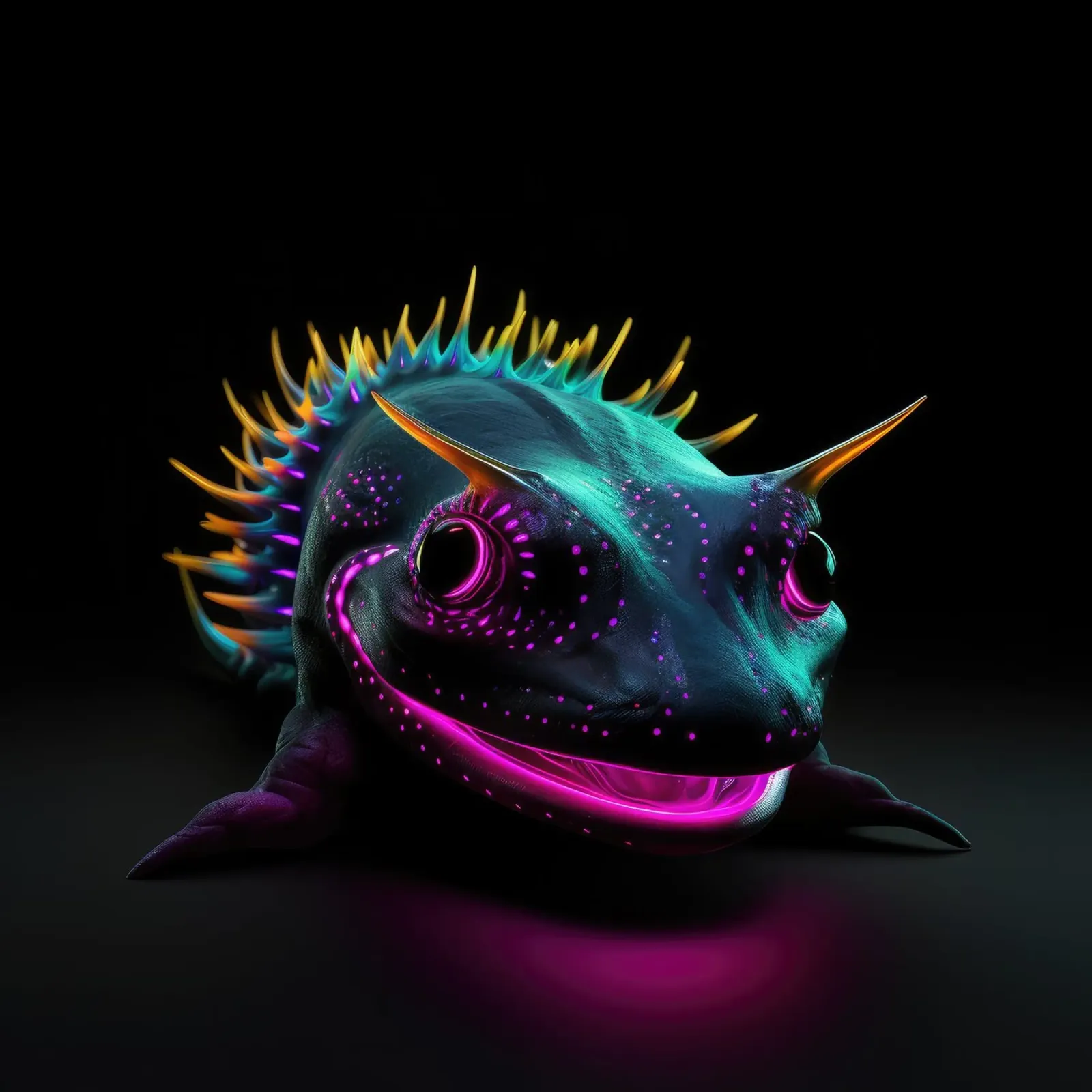 Axolotl luminoso al neon pellicola backlit da Animal Portraits