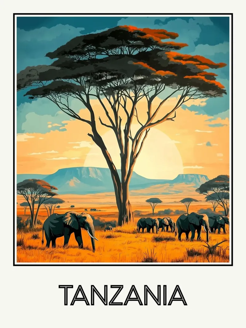 Tanzania poster con telaio in alluminio da Frame the World