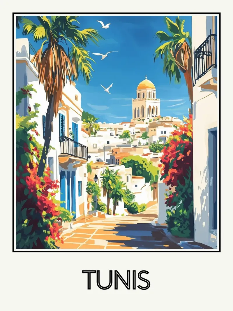Tunisi poster con telaio in legno da Frame the World