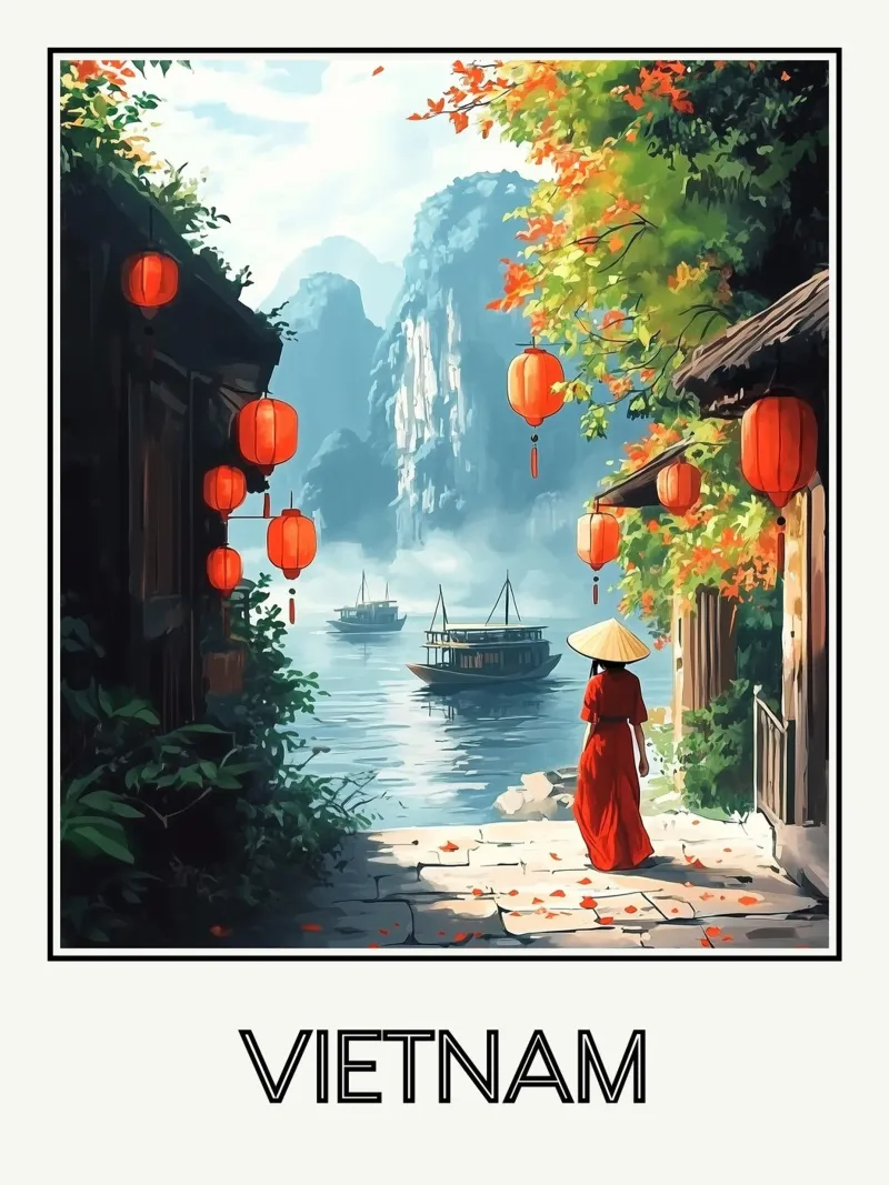 Vietnam poster con telaio in legno da Frame the World