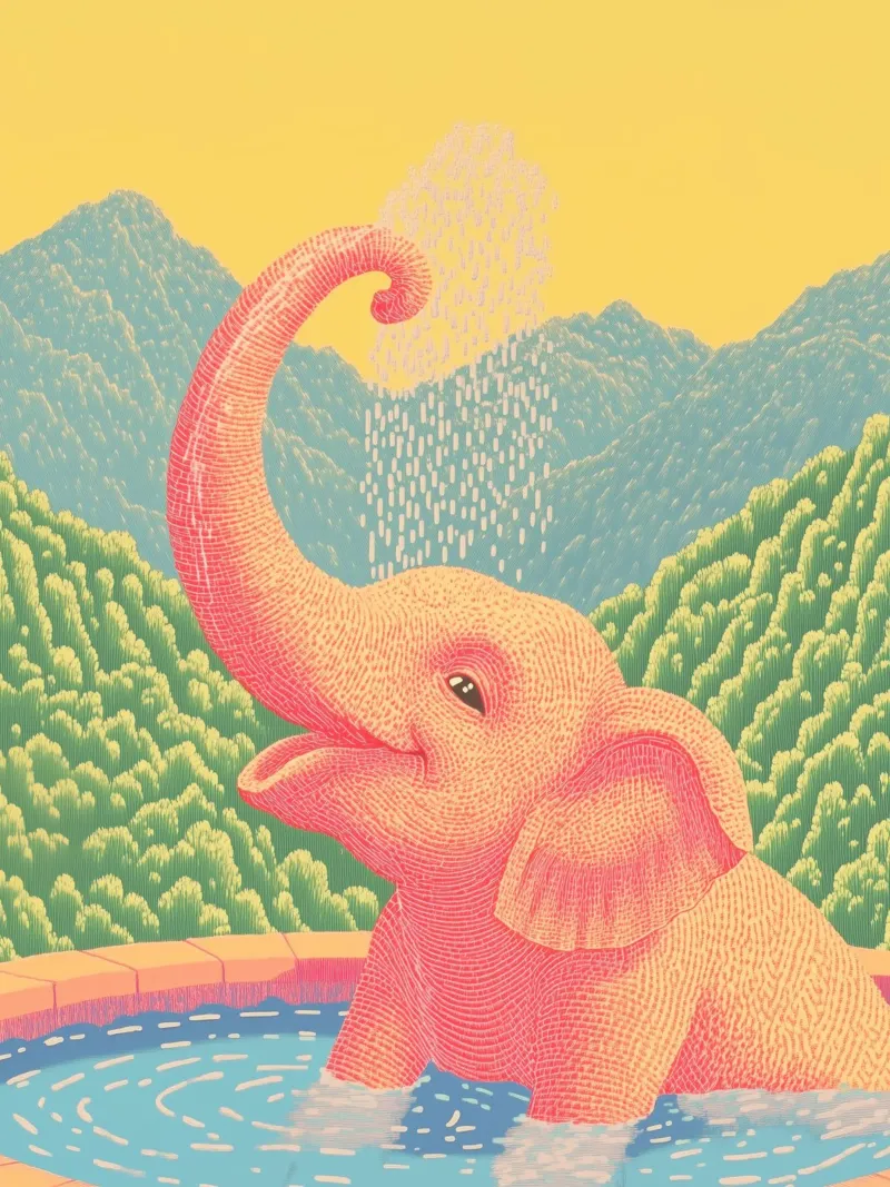 Elefante rosa in grassetto: Arte da parete per la doccia e il bagno in stile Pop-Art poster da Kaji