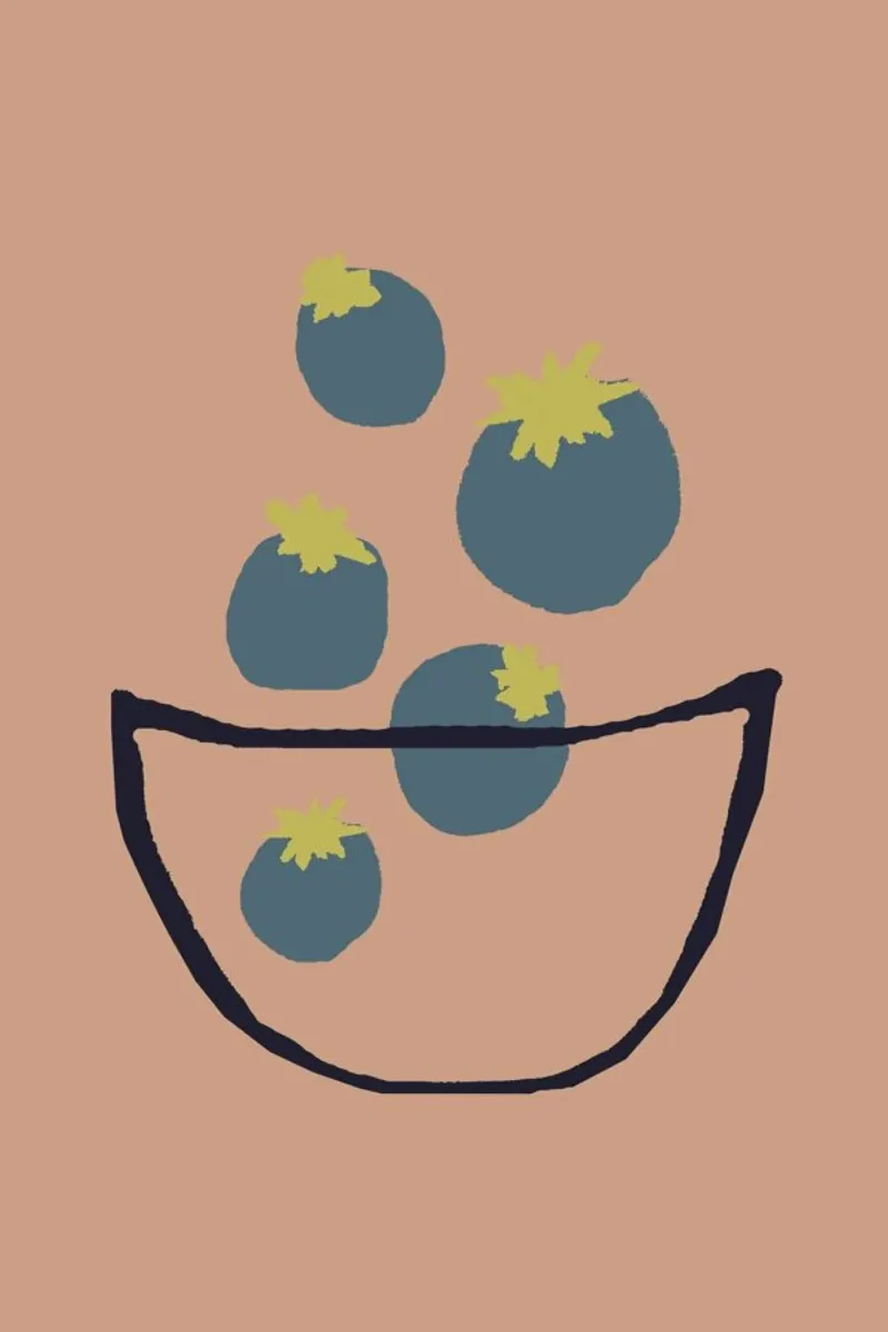 Joyful Fruits - Blueberries canvas with Floater frame by Atelier Mave