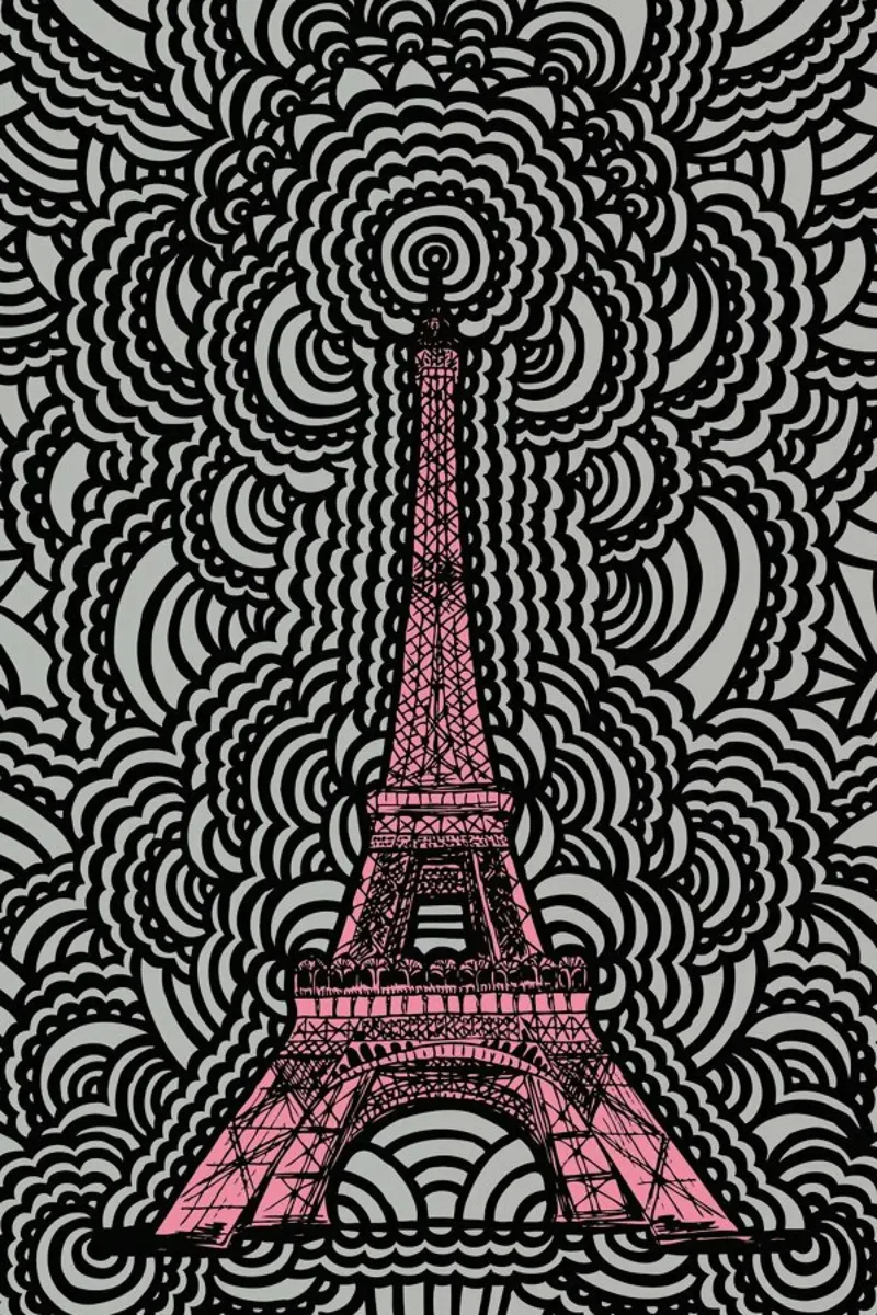 Pink Eiffel Tower Drawing Meditation poster da KP Design