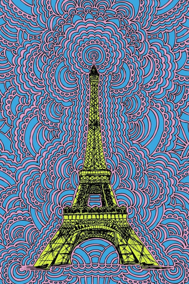 Yellow Eiffel Tower Drawing Meditation pellicola backlit da KP Design