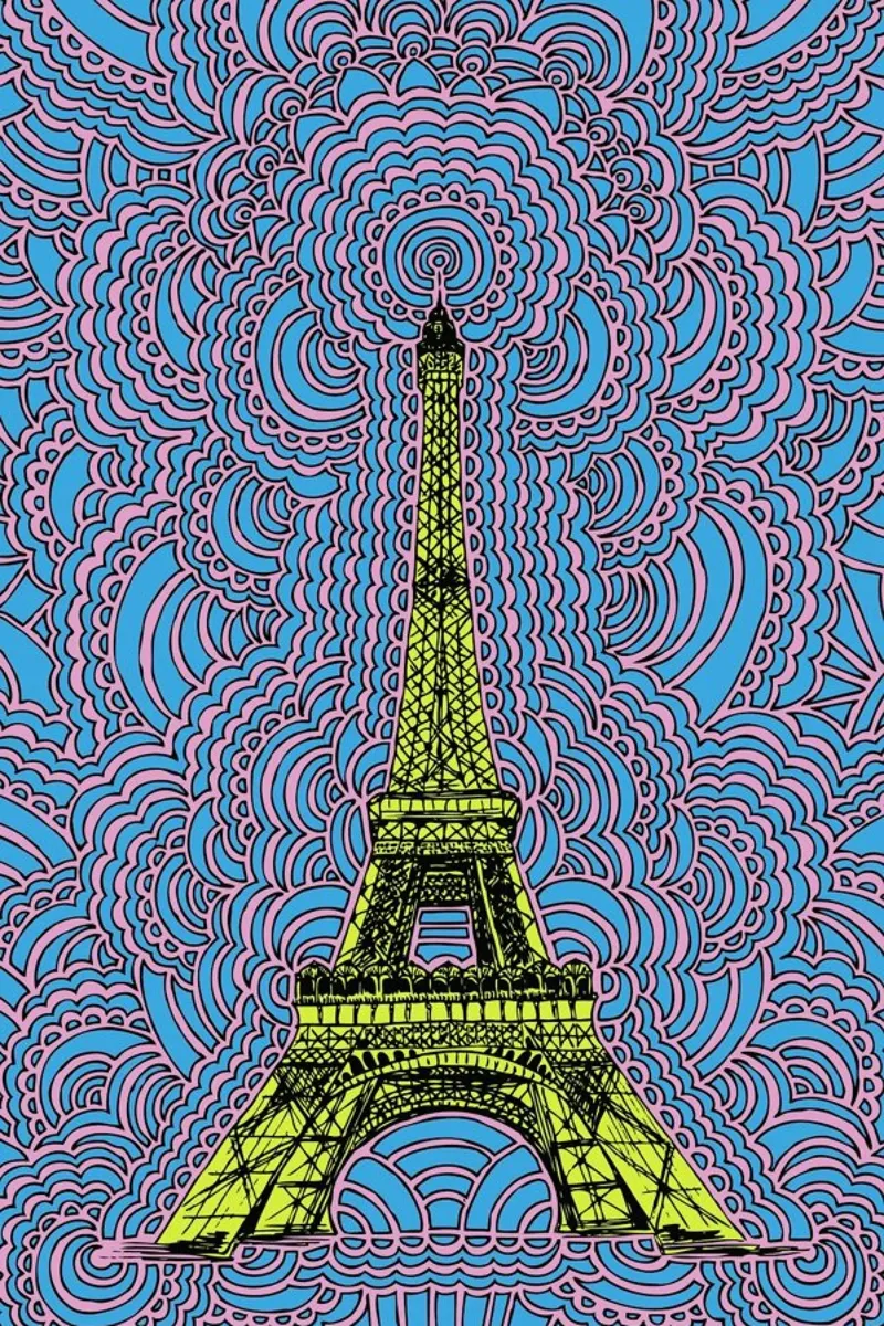 Yellow Eiffel Tower Drawing Meditation carta hahnemühle da KP Design