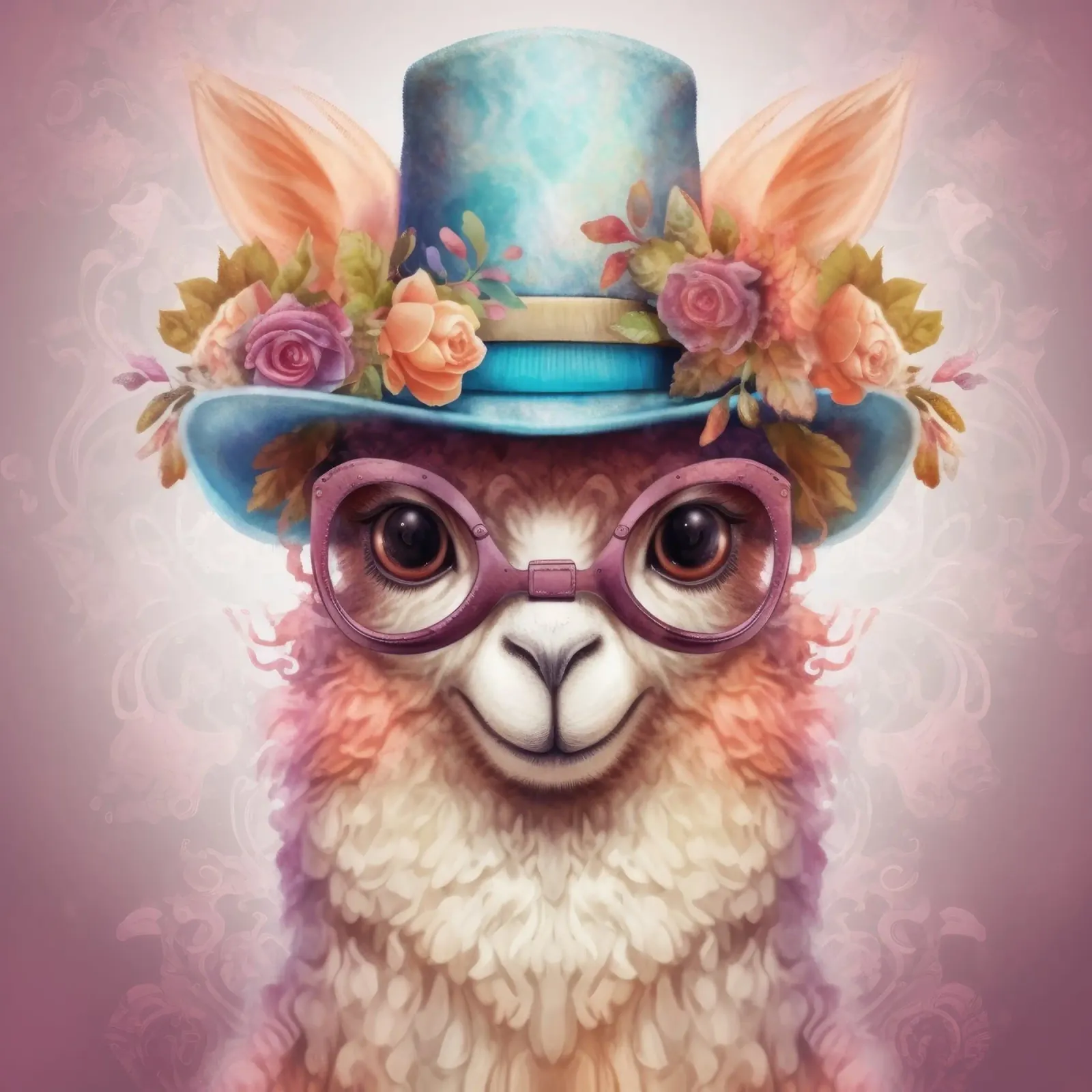 Alpaca magica retrò poster con telaio in legno da Funny Animals