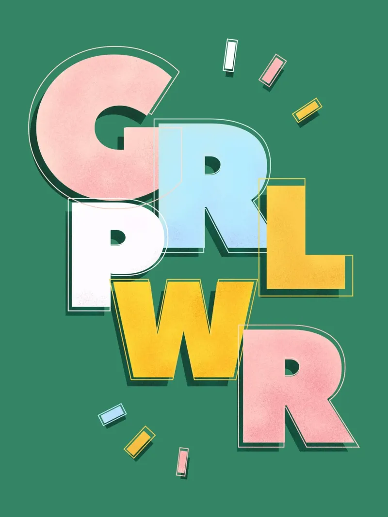 GRL PWR Retro Aesthetic Feminist Typography pellicola backlit da showmemars