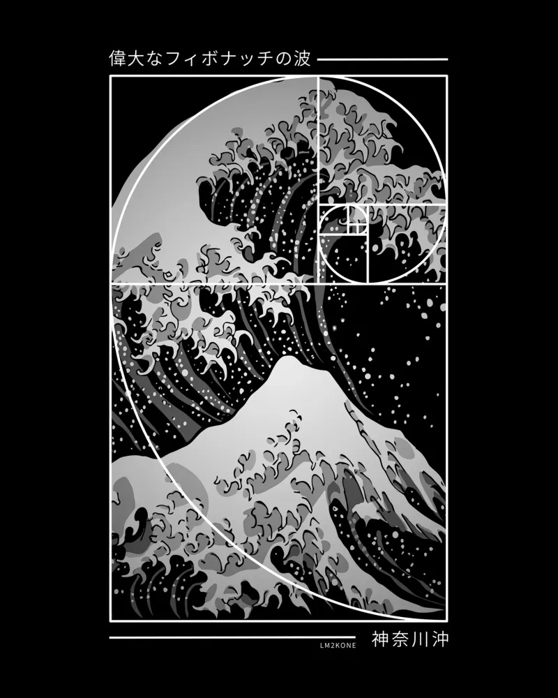 The Great Wave of Fibonacci Spiral - Modern canvas with Floater frame by LM2KONE