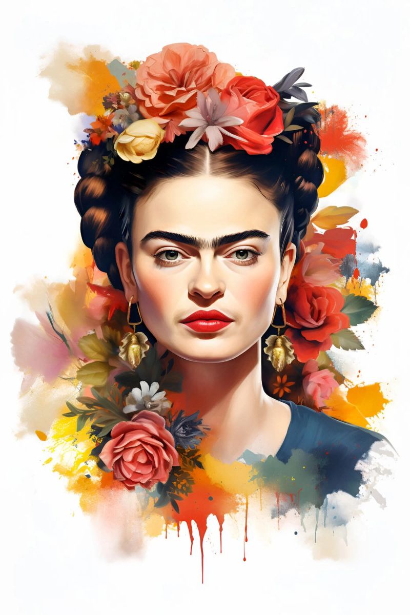 Wunderschönes Frida Aquarell Poster von Carinaprint
