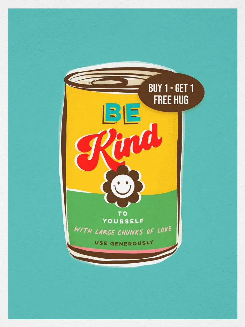 Be Kind to Yourself • Typographic 'can art' canvas by Dominique Vari Words