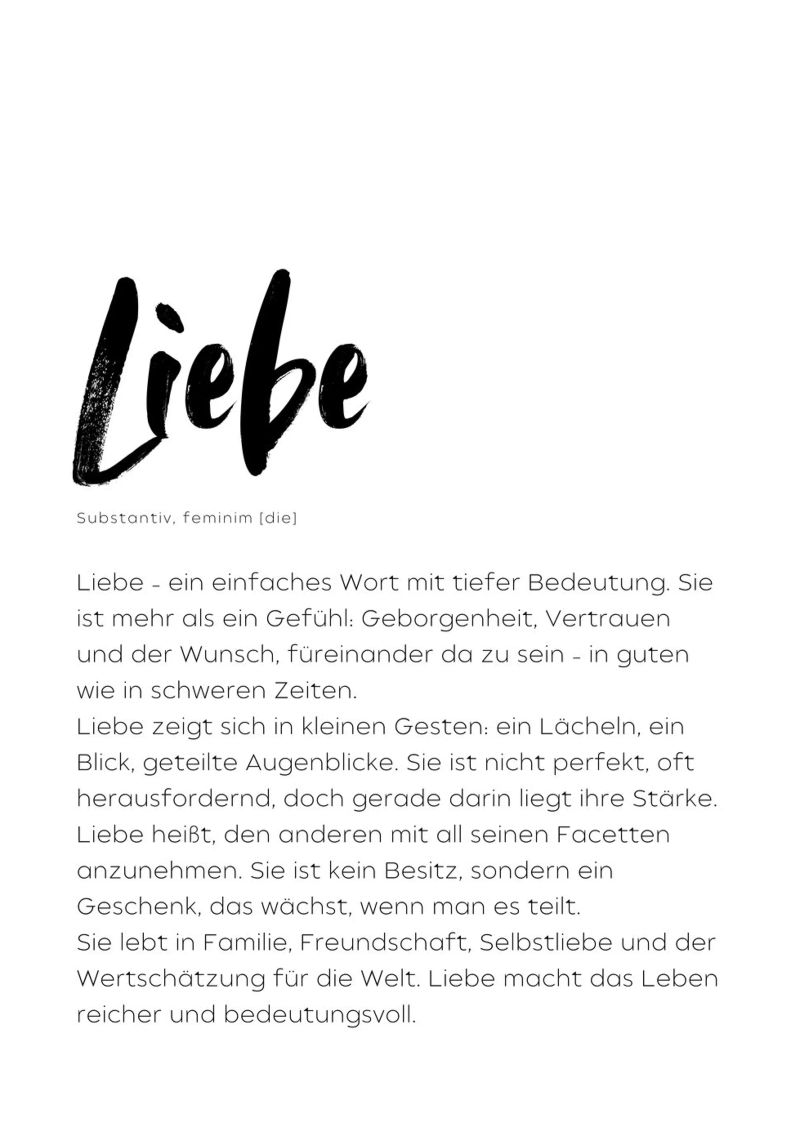 Definition Liebe Poster von DigiWunderwerk