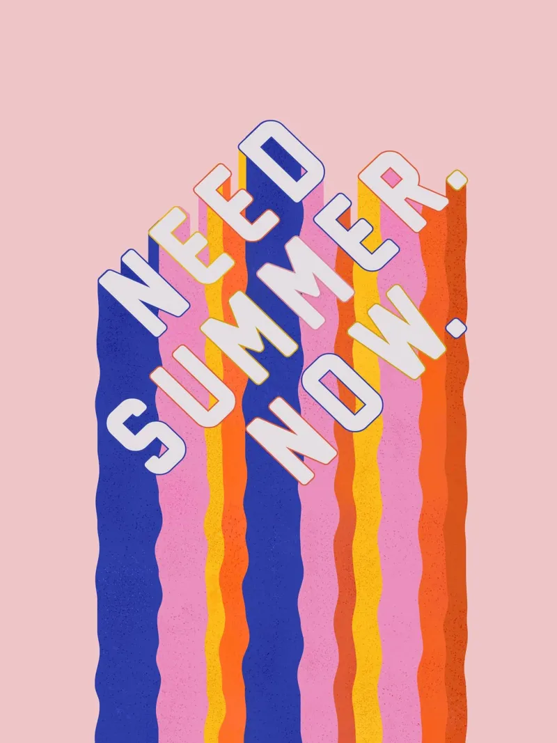 Retro "Need Summer Now" Typography Art Print - Colorful canvas by showmemars