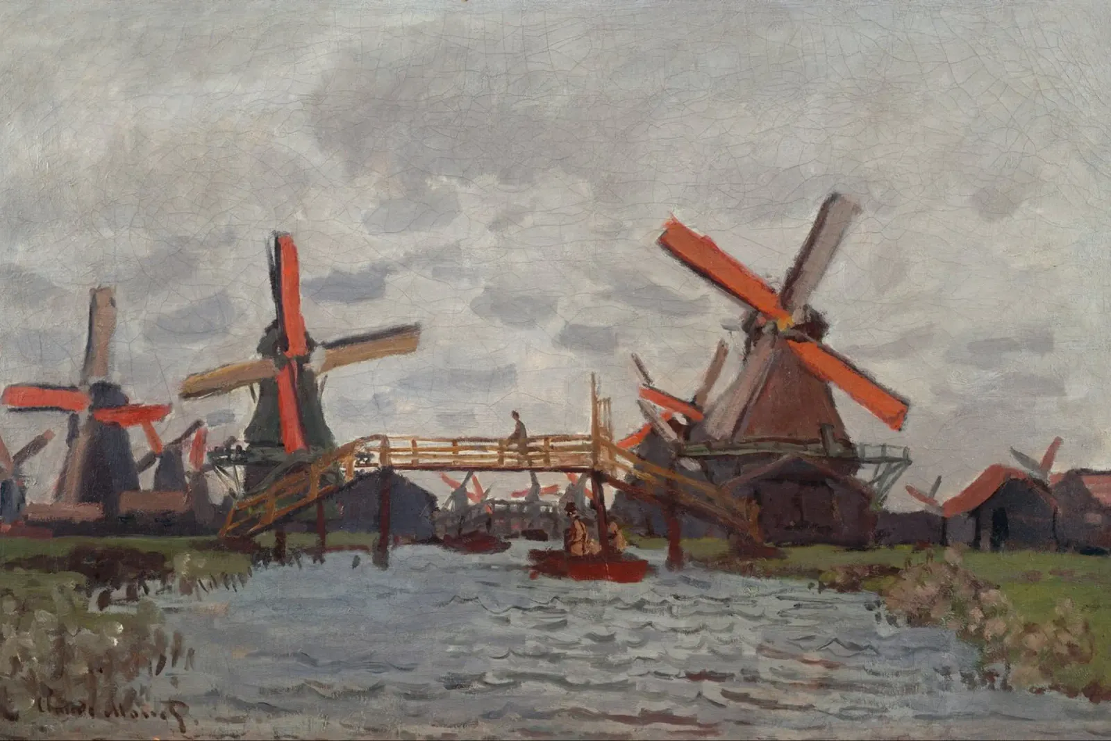 Claude Monet - Mulini a vento vicino a Zaandam pellicola backlit da Timeless Artworks