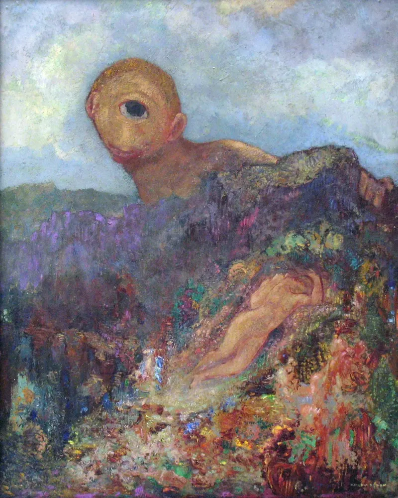 Odilon Redon - De cycloop canvas met Baklijst van Timeless Artworks