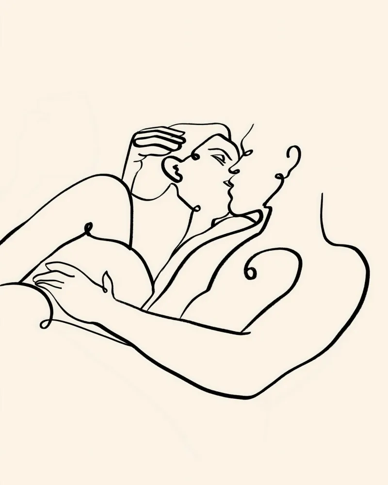 Il Bacio, Nudi Passione Amore Persone Line Art Minimale pellicola backlit da 83oranges