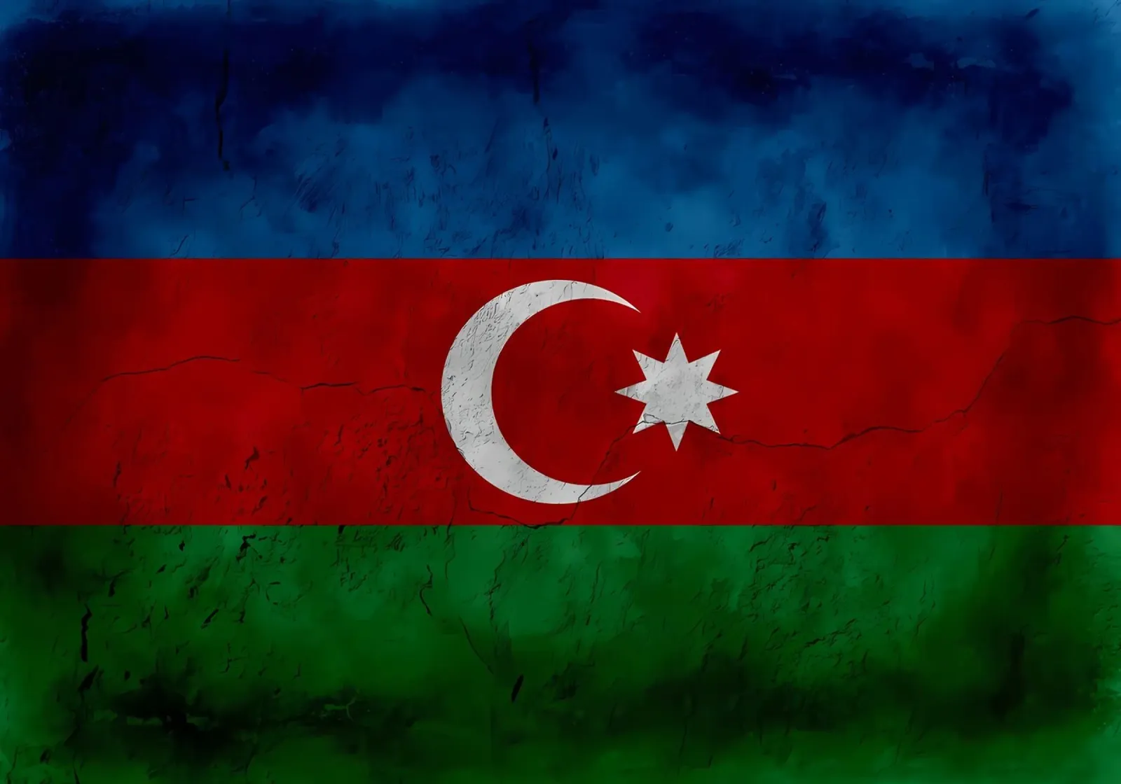 Bandiera d'epoca dell'Azerbaigian tela con Cornice a cassetta da Joshua A Holmes