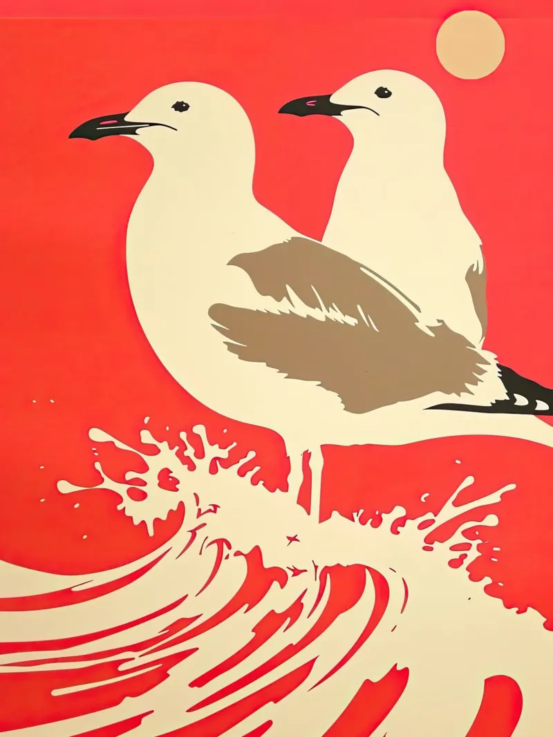 Zeemeeuwen in de zeegolf canvas van DaarbyN