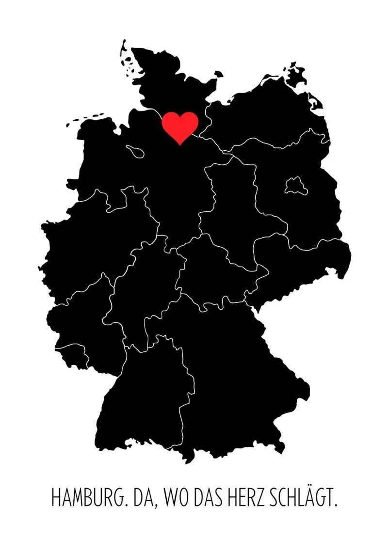 Hamburg. Da wo das Herz schlägt! Alu-Dibond von DigiWunderwerk