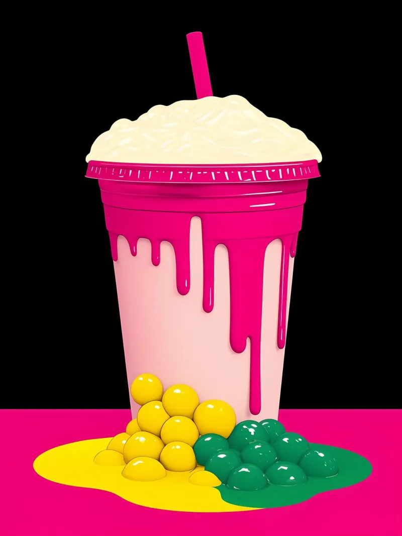 Bubbelthee - Pop-art canvas met Baklijst van ColorCrash Gallery