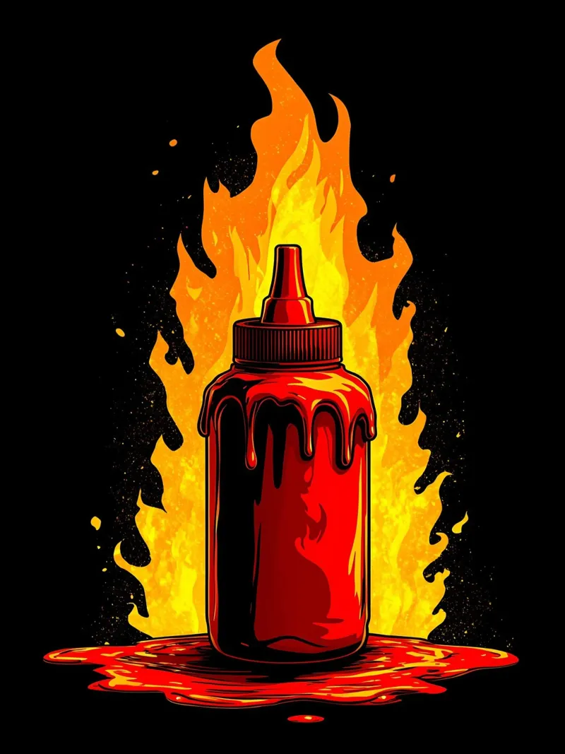Hot Souce On Fire - Pop Art pellicola backlit da ColorCrash Gallery