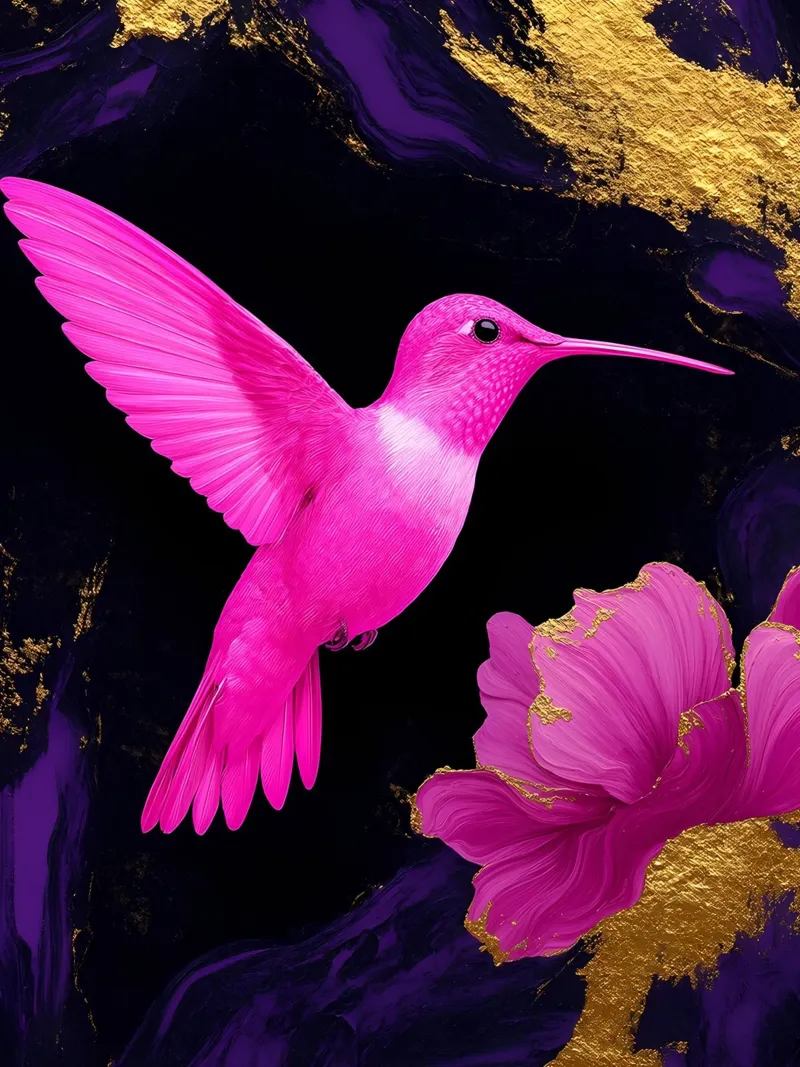 Rosa Kolibri - Pop Art Hahnemühle von ColorCrash Gallery