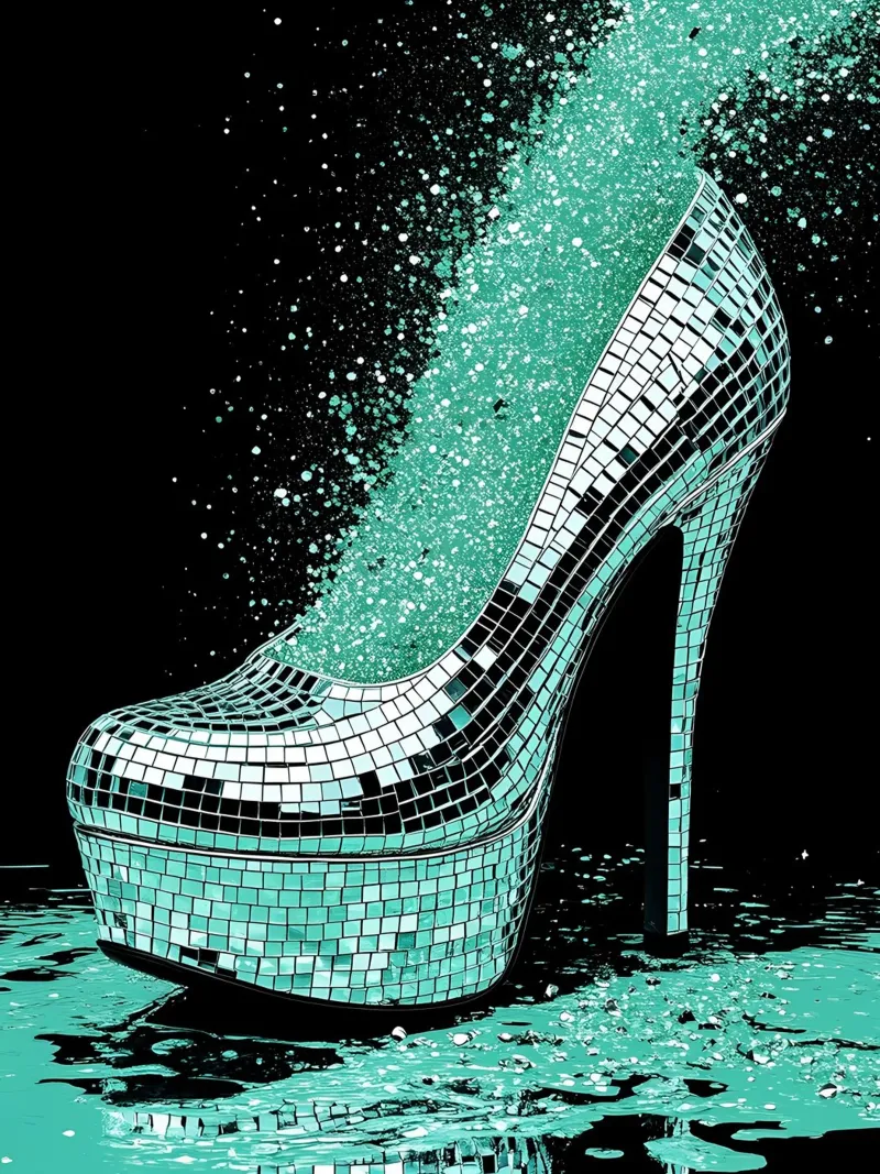Disco Heel Shattering - Pop Art pellicola backlit da ColorCrash Gallery