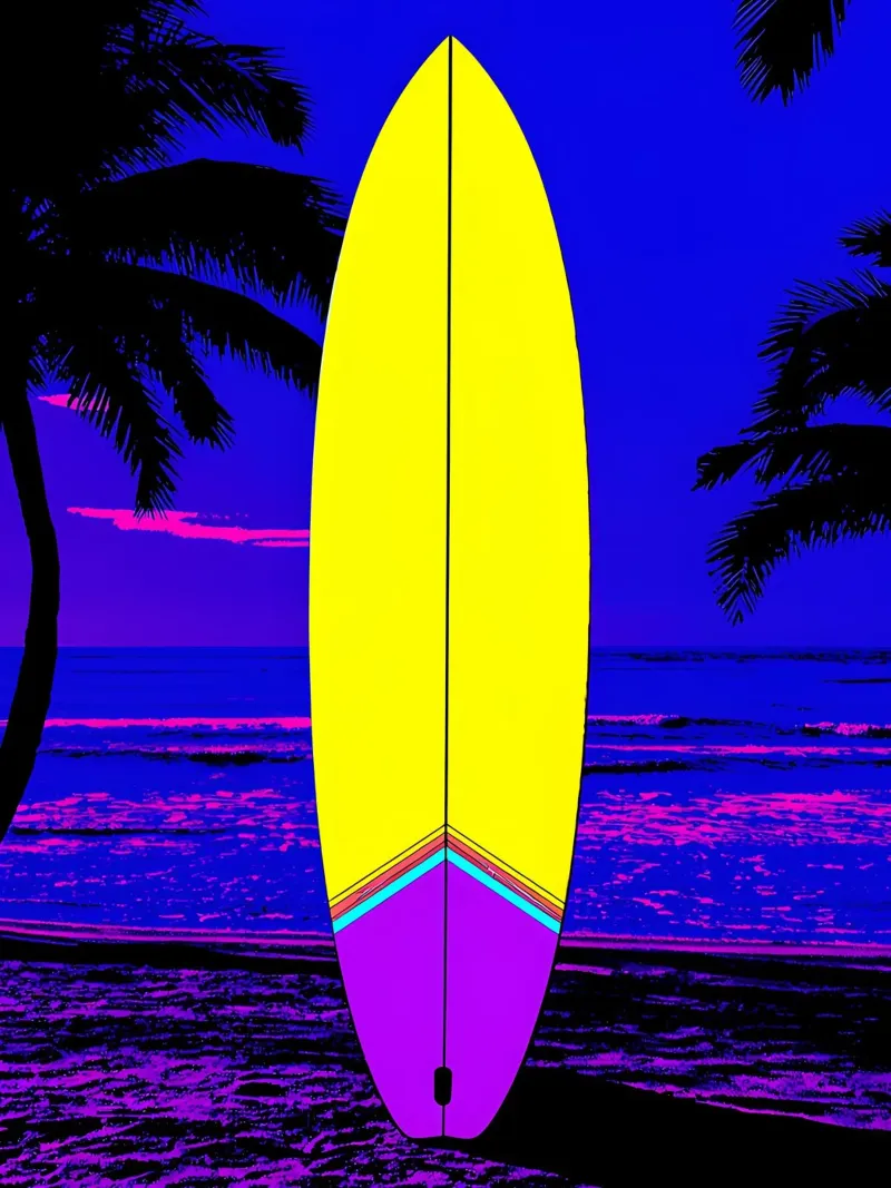 Surfbrett - Pop Art Hahnemühle von ColorCrash Gallery