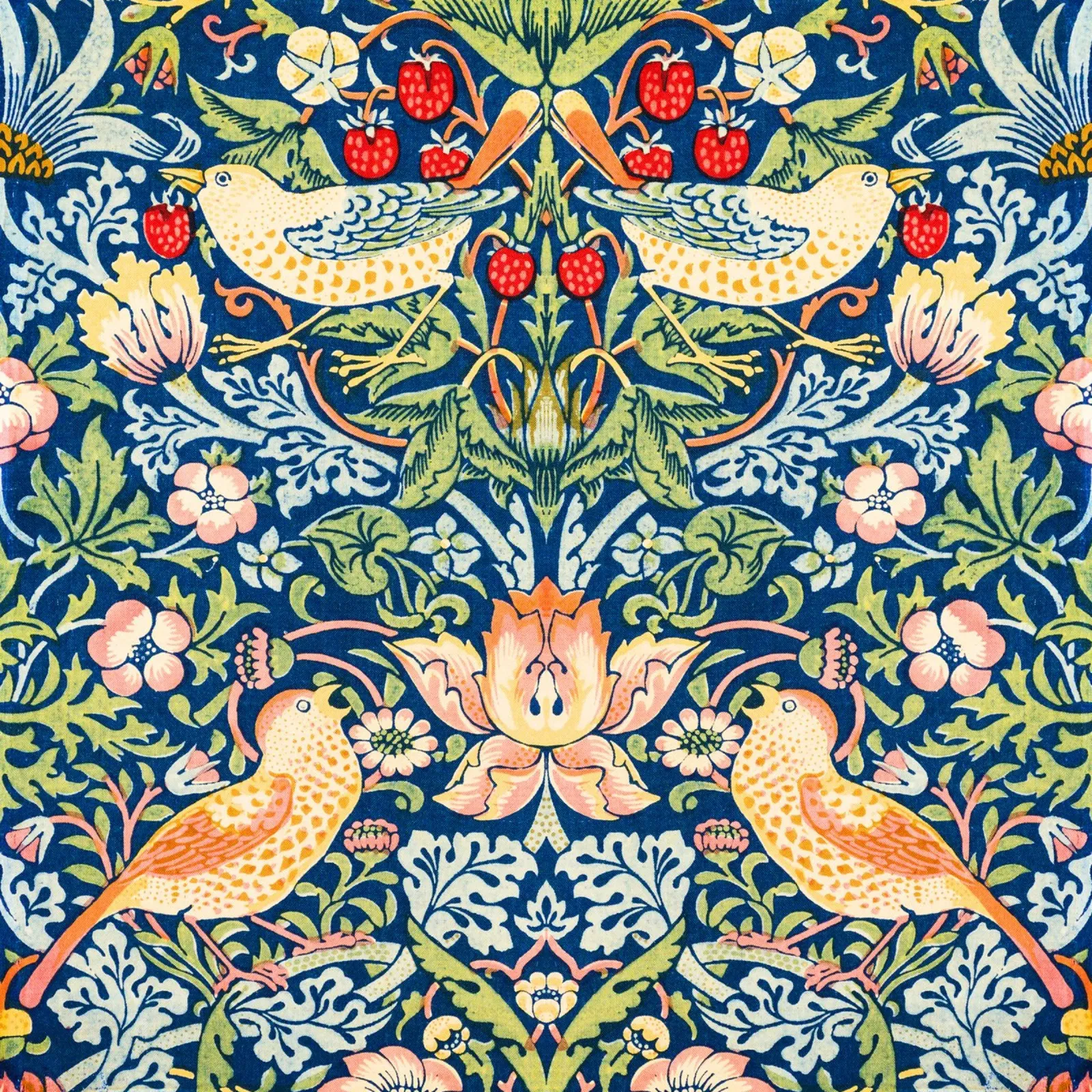 Birds and Florals vintage botanical pattern pellicola backlit da Venus Art